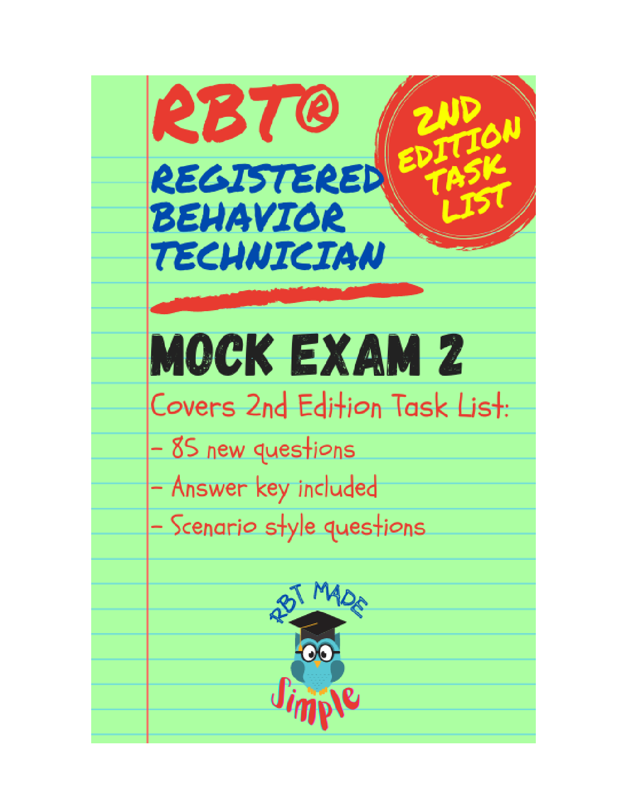 Preview image for RBT Mock Exam 2 | Registered Behavior Technician Mock Exam 2 | 85 Scenario Questions | Answer Key Included | 2nd Edition Task List